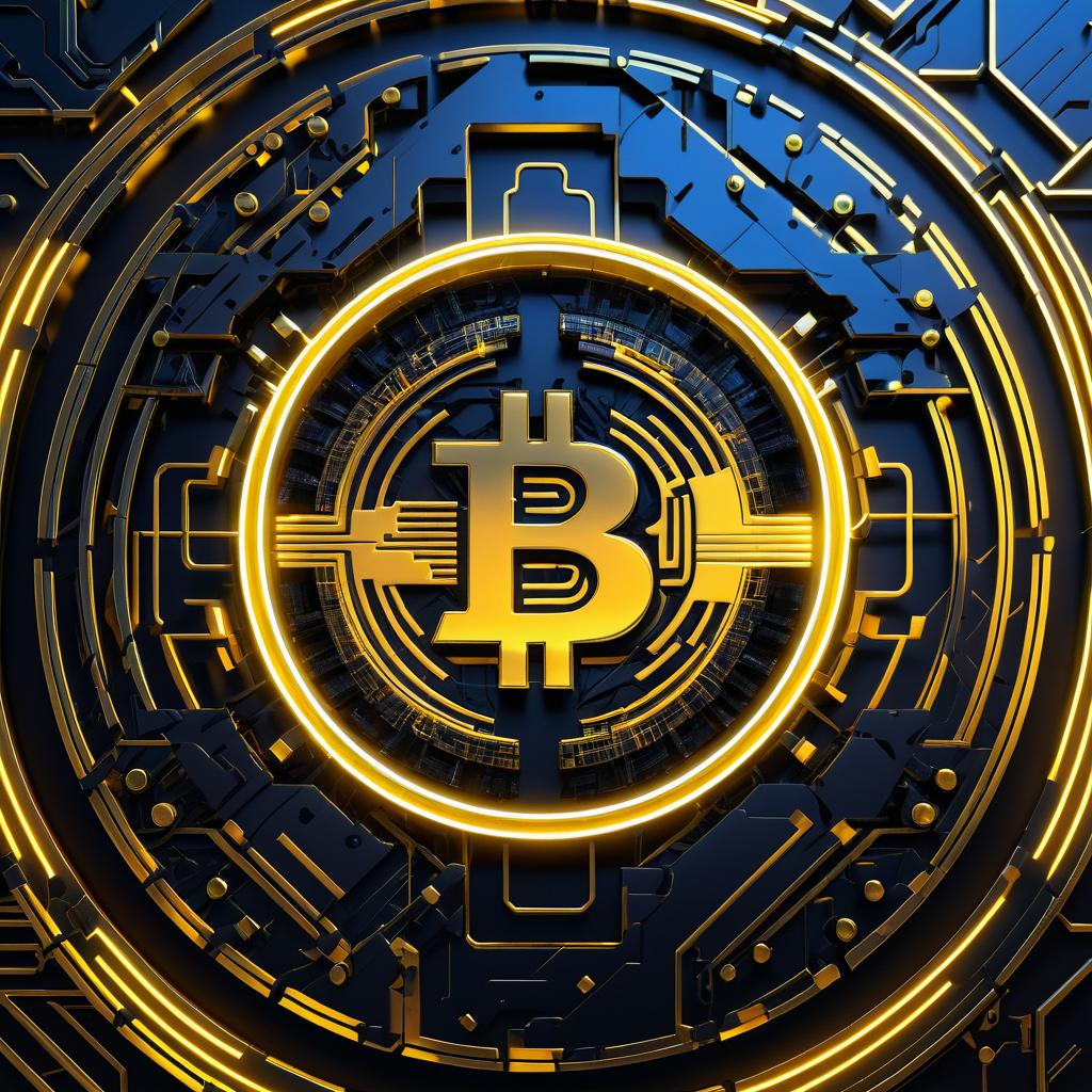 Futuristic Bitcoin Logo in Molten Gold