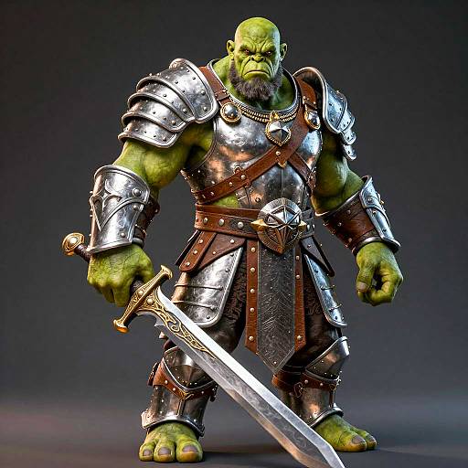 Orc Warrior in Silver Armor with Sword