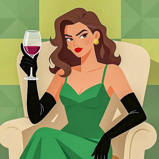 Elegant Woman in Vibrant Geometric Setting