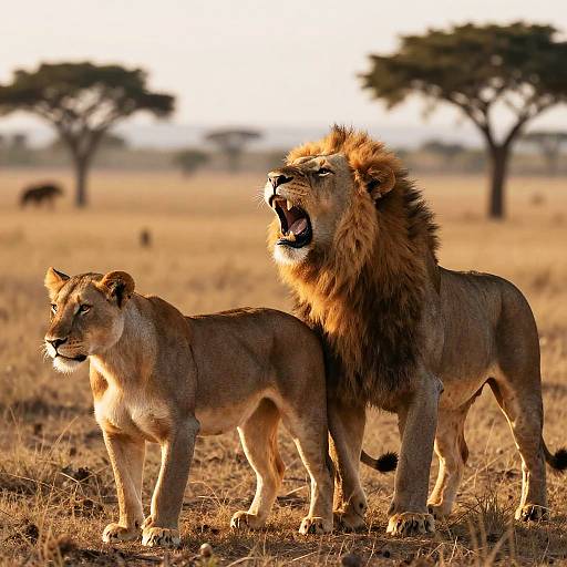 Dawn Lion Mating Rituals Photorealistic