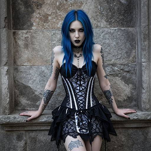 Gothic Woman with Blue Hair