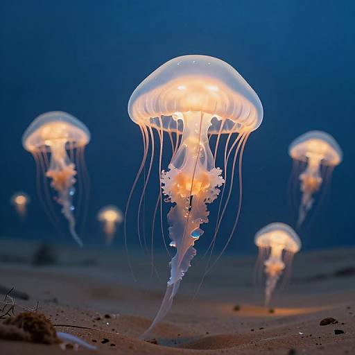 Luminous Jellyfish in Surreal Desert