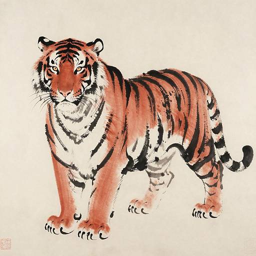 Majestic Tiger in Ink Wash Art