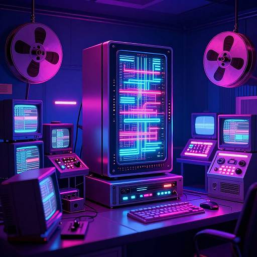 Synthwave 80s AI Control Room