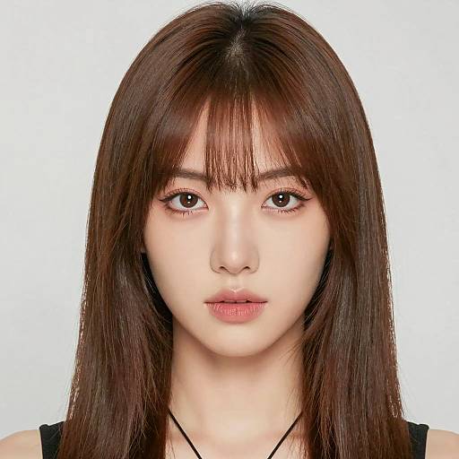 Portrait of woman with brown hair and bangs