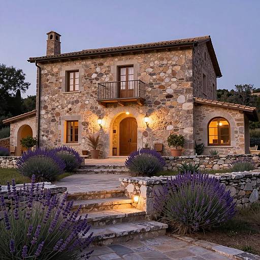 Charming Twilight Rustic Villa Scene