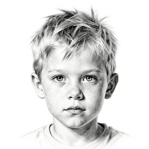 Detailed Pencil Sketch of Boy's Face