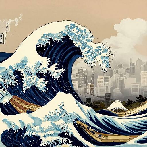 Surreal Bookwave Meets Futuristic City