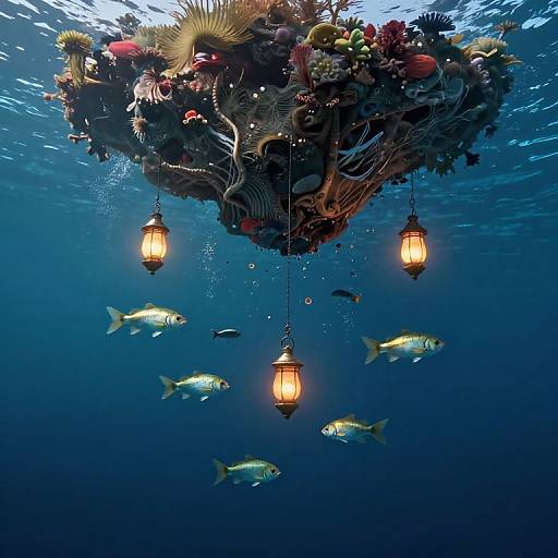 Upside Down Archipelago with Lantern Fish