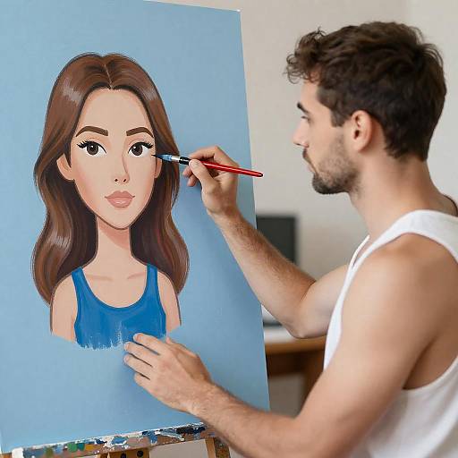 Artist Captures Cartoon Portrait on Wall