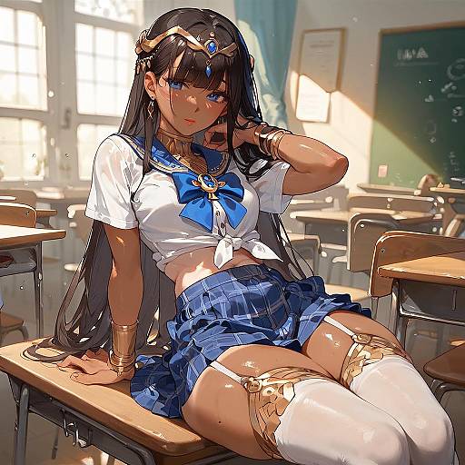 Egyptian Princess Schoolgirl in Classroom