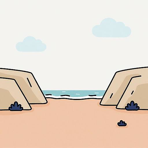 Minimalist Calm Coastal Cliffs Illustration