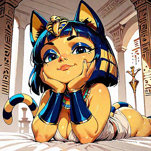 Cute Anime Ankha Portrait in Egyptian Attire