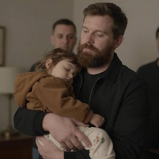Bearded Man Cradling Sleeping Child