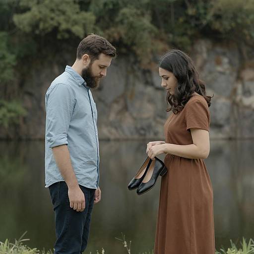 Candid Lake Scene with Fashionable Couple