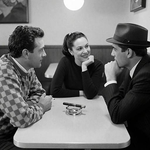 Classic Diner Scene in Black and White