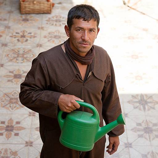 Rugged Man with Watering Can