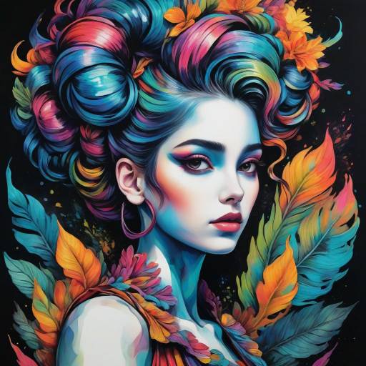 Abstract Botanical Hairdo Artistry