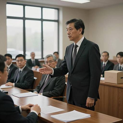 Man Speaking in Courtroom