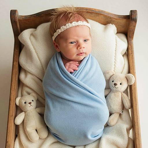 Serene Newborn Girl in Antique Cradle