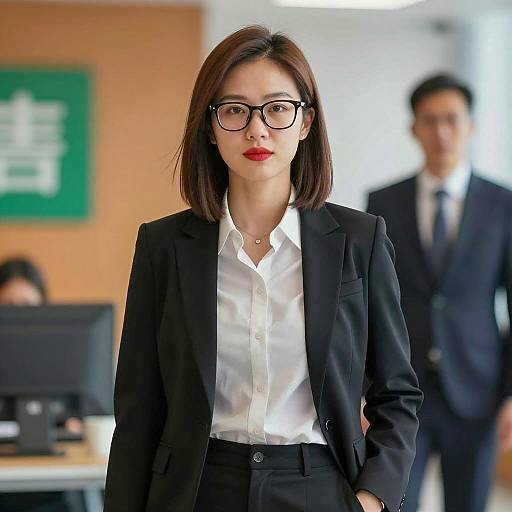 Confident Woman in Casual Office Attire