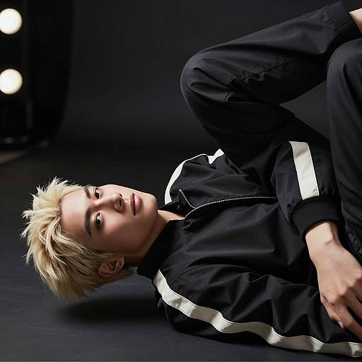 Stylish Man Relaxing in Dramatic Lighting