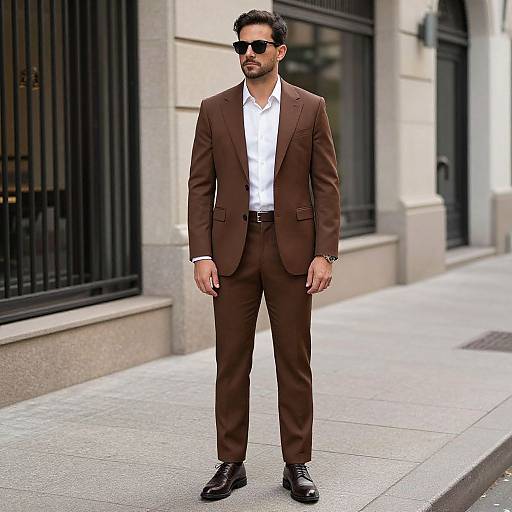 Man in Stylish Brown Outfit