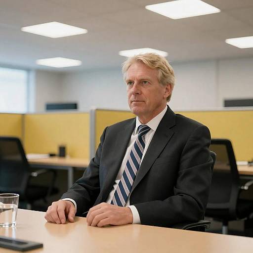 Middle-Aged Man in Suit at Conference Table