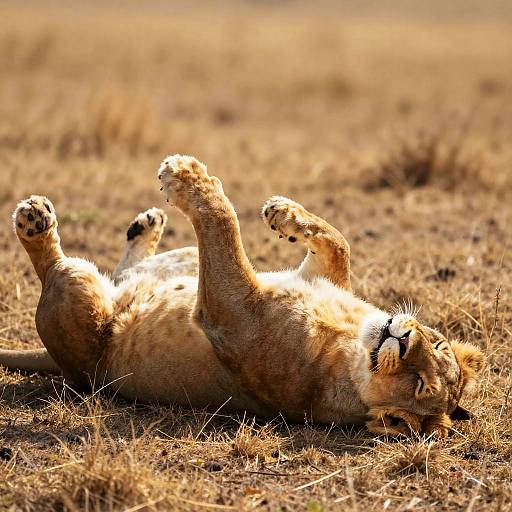 Sunlit Lazy Lioness in Savannah