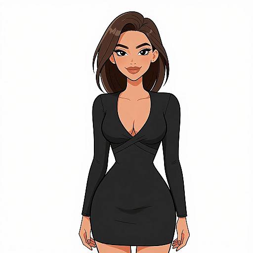 Modern Edgy Woman in Black Dress