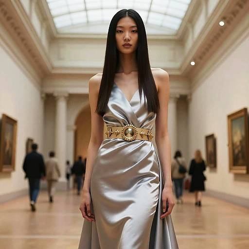 Layered Straight Hair in Satin Gown