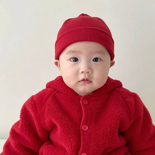 Baby in Red Outfit and Hat