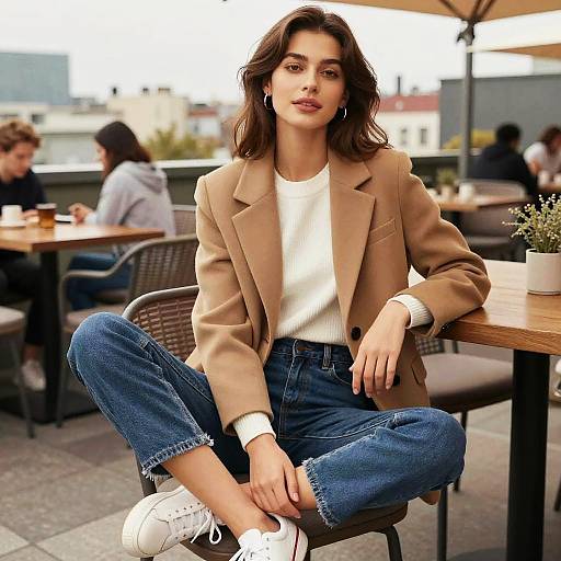 Chic Woman at Rooftop Eatery
