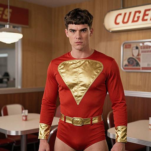 1950s Retro Superhero in Diner