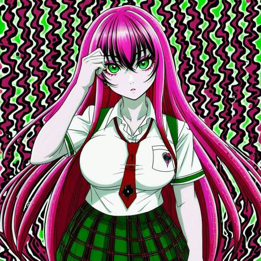 Illustration of Akashiya moka, rosario+vampire in the style of Masukuza j