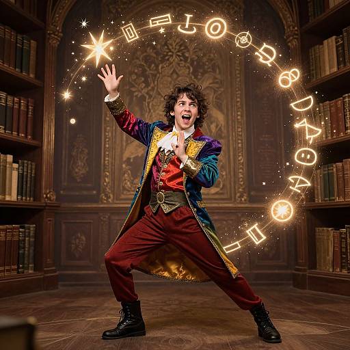 Young Magician Casting Playful Spell