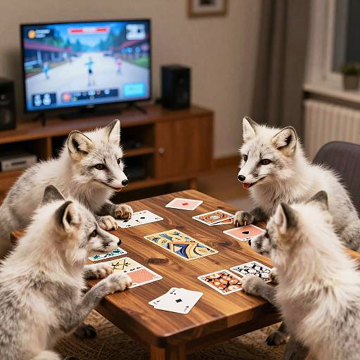 Arctic Foxes Gaming Night Scene
