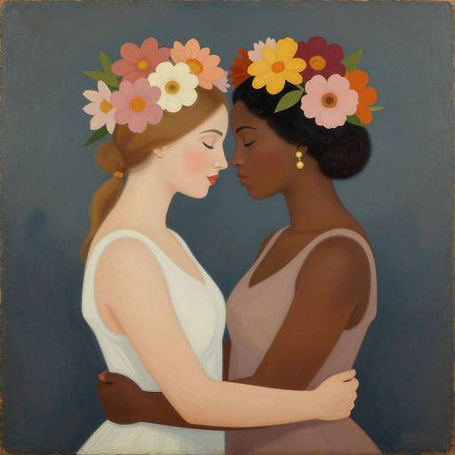 Baroque Floral Embrace Portrait