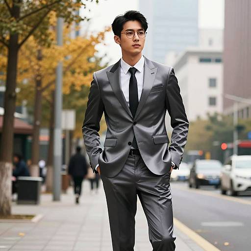 Stylish Man in Autumn Urban Scene