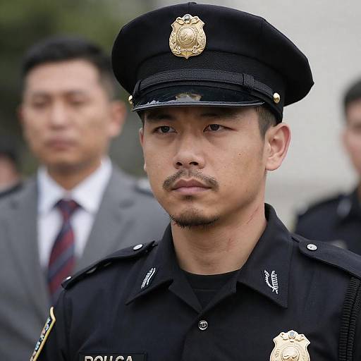 Serious Police Officer Portrait with Observer