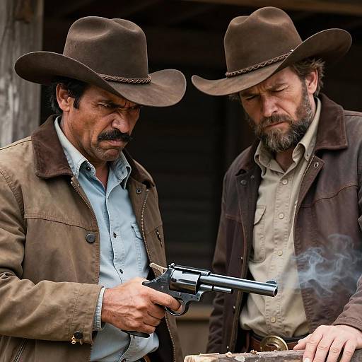 Dramatic Duel of Two Cowboy Figures