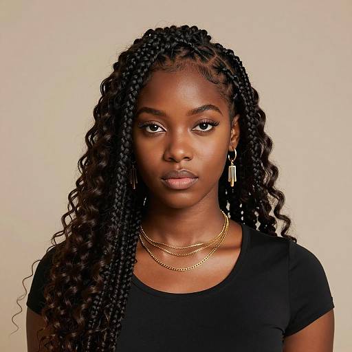 Portrait of Young Black Woman with Braided Hair