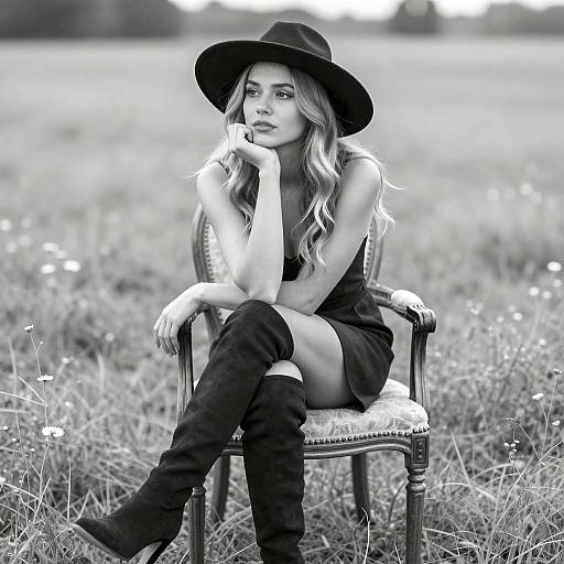 Elegant Woman in Antique Chair Photograph
