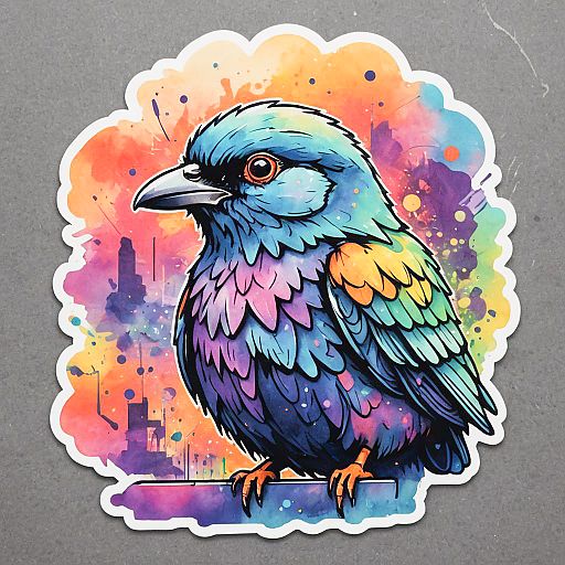 Vibrant Magic Bird Sticker Design Vibrant Magic Bird Sticker Design