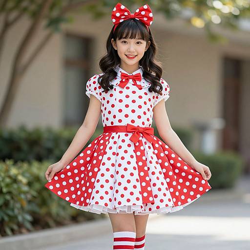 Sock Hop Cutie in Polka Dot Dress