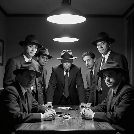 Mysterious Gathering in Monochrome