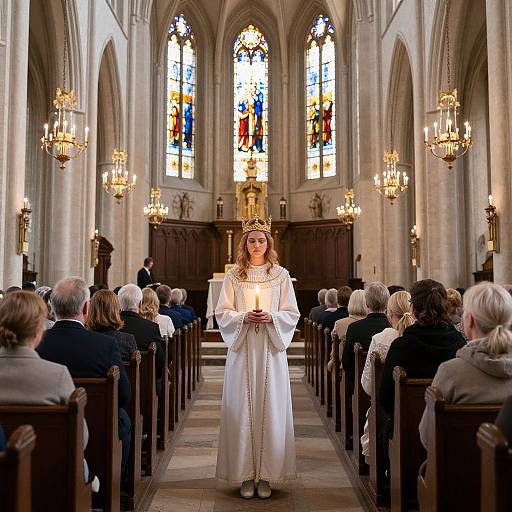 Young Woman in Swedish Cathedral