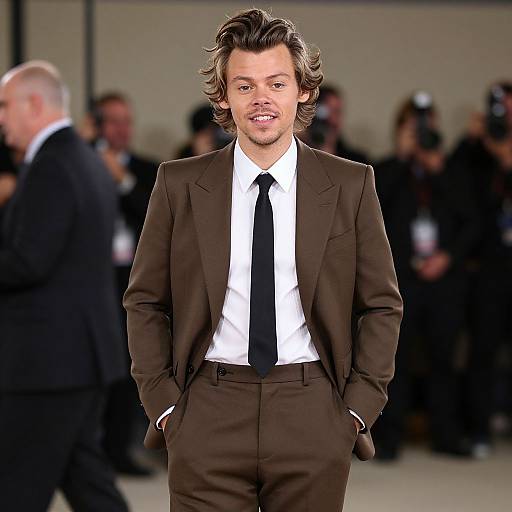 Harry Styles in Brown Formal Suit