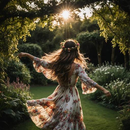 Charming Bohemian Woman in Garden