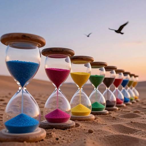 Vibrant Hourglasses in Desert Twilight